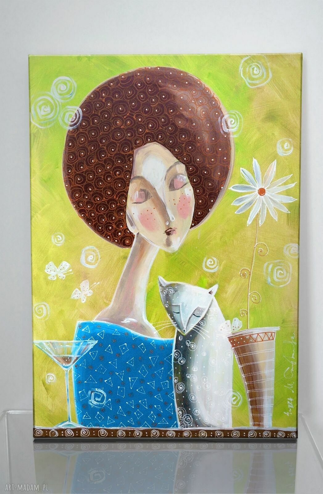 Chwila spokojnej melancholii - giclee z kotem