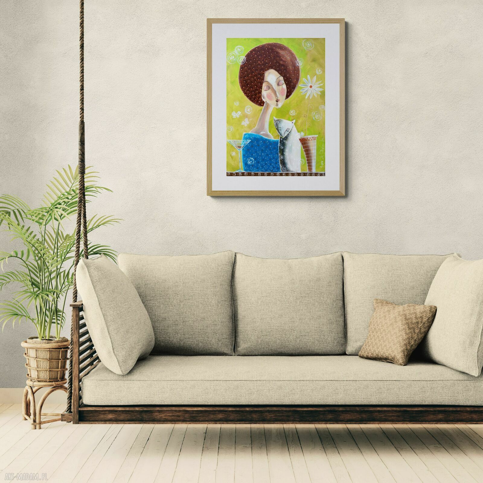 Chwila spokojnej melancholii - giclee z kotem