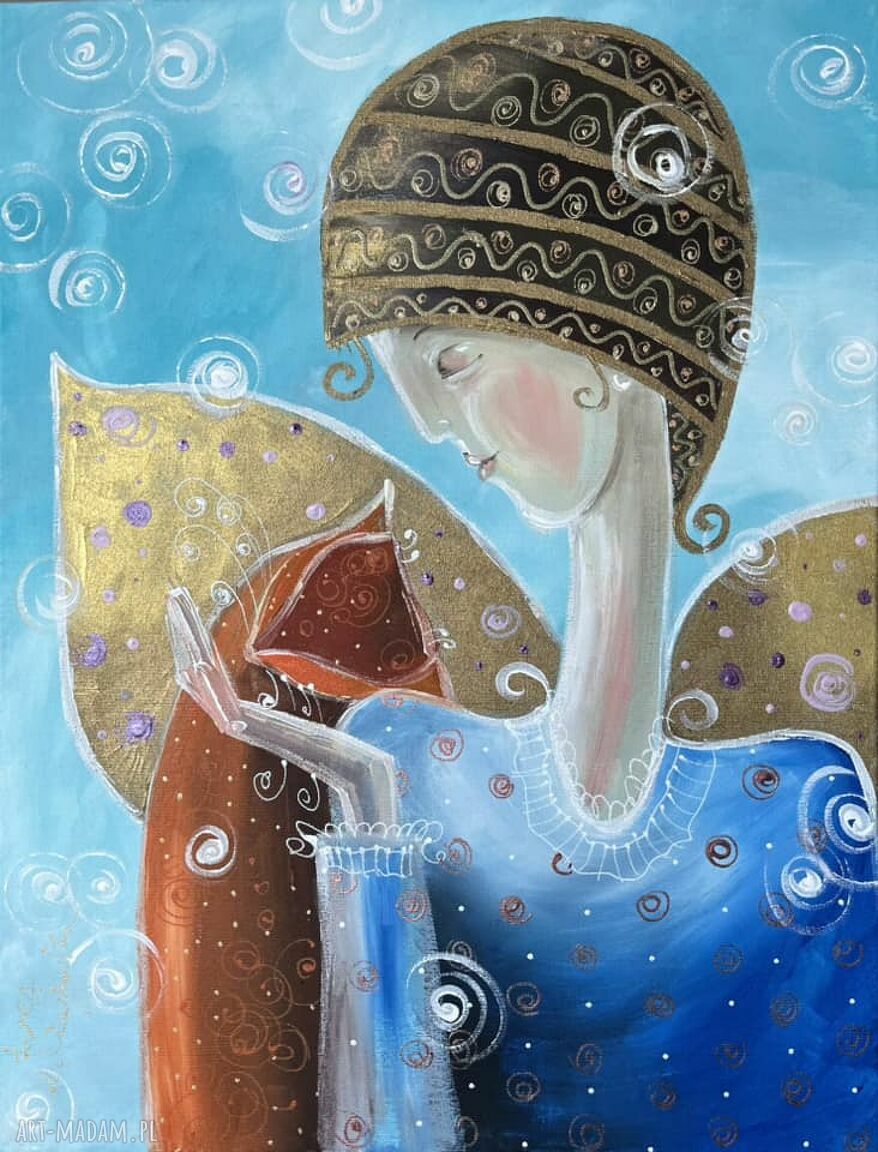 Chwila spokoju - obraz giclee z aniołem na płótnie Canvas
