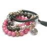 trendy bransoletki jadeity pink candy and grey /01 10 19/