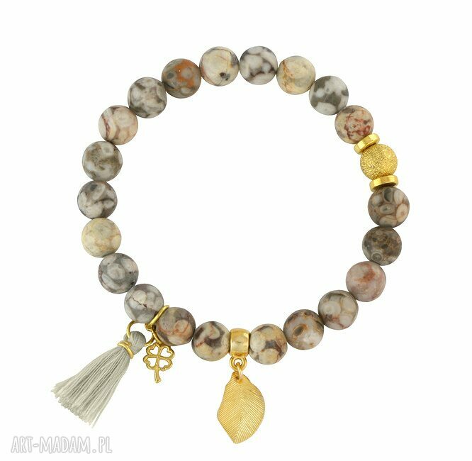 Tassel ocean jasper leaf chwost jaspis listek bransoletka gumce