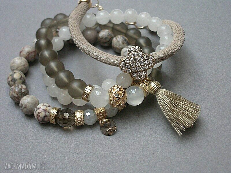 Zestaw bransoletek Taupe Vol handmade na prezent