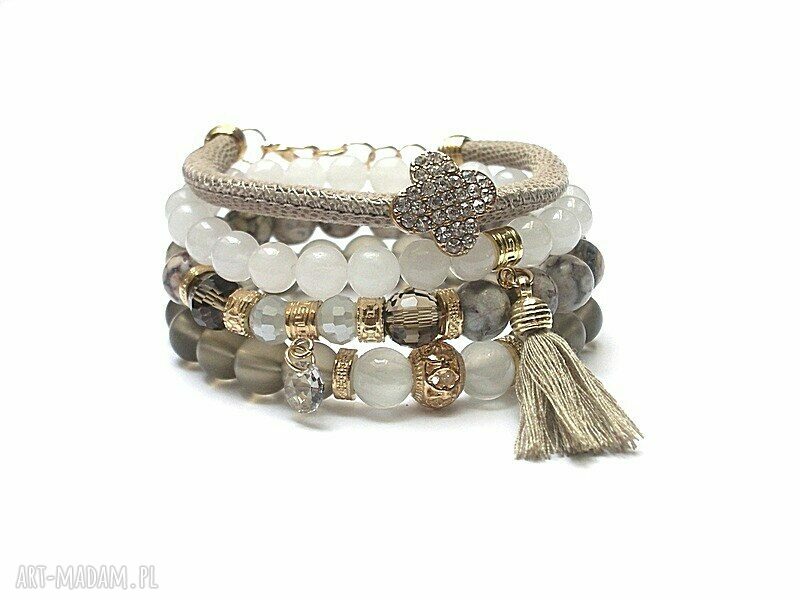 Zestaw bransoletek Taupe Vol - handmade - na prezent