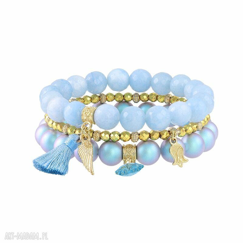 Zestaw bransolet jadeitów pereł perła swarovski hematyt chwost