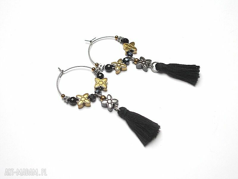 Alloys Collection boho black vol. 2 - kolczyki ze stali szlachetnej z onyksami i hematytami