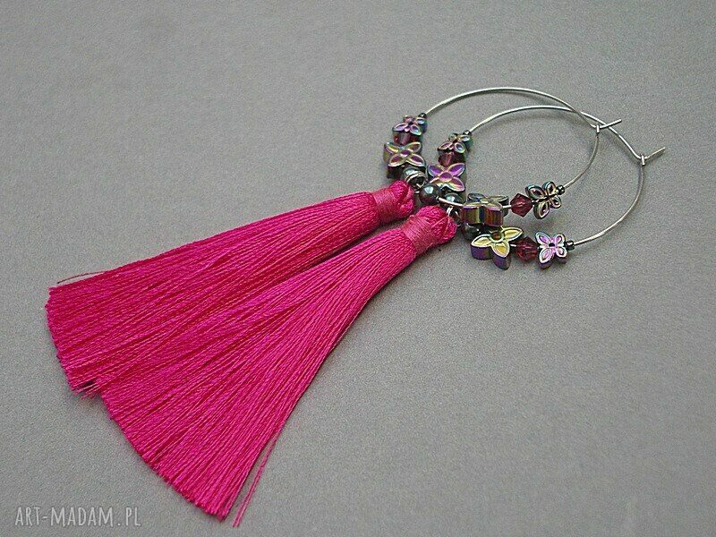 Alloys Collection Boho długie kolczyki koła ze stali szlachetnej Swarovski