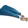 oryginalne kolczyki chwosty boho /dark blue -