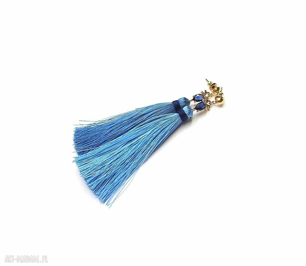 Boho Light Jeans vol. 4 długie chwosty z cyrkoniami i złotymi łącznikami (8,5 cm)