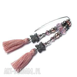 katia i krokodyl boho - troki antique pink - kolczyki