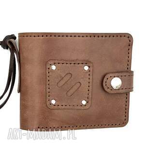 ciemno-brązowy portfel motocyklisty skórzany ręcznie uszyty