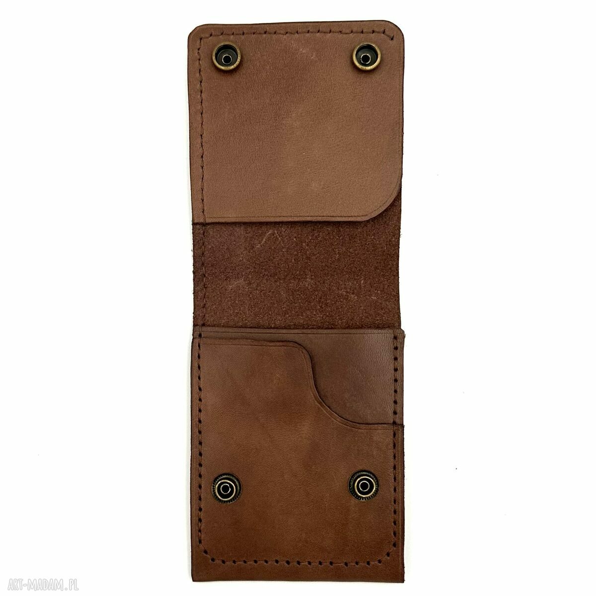 portfele: Ciemno brązowy portfel skórzany na karty. Handmade