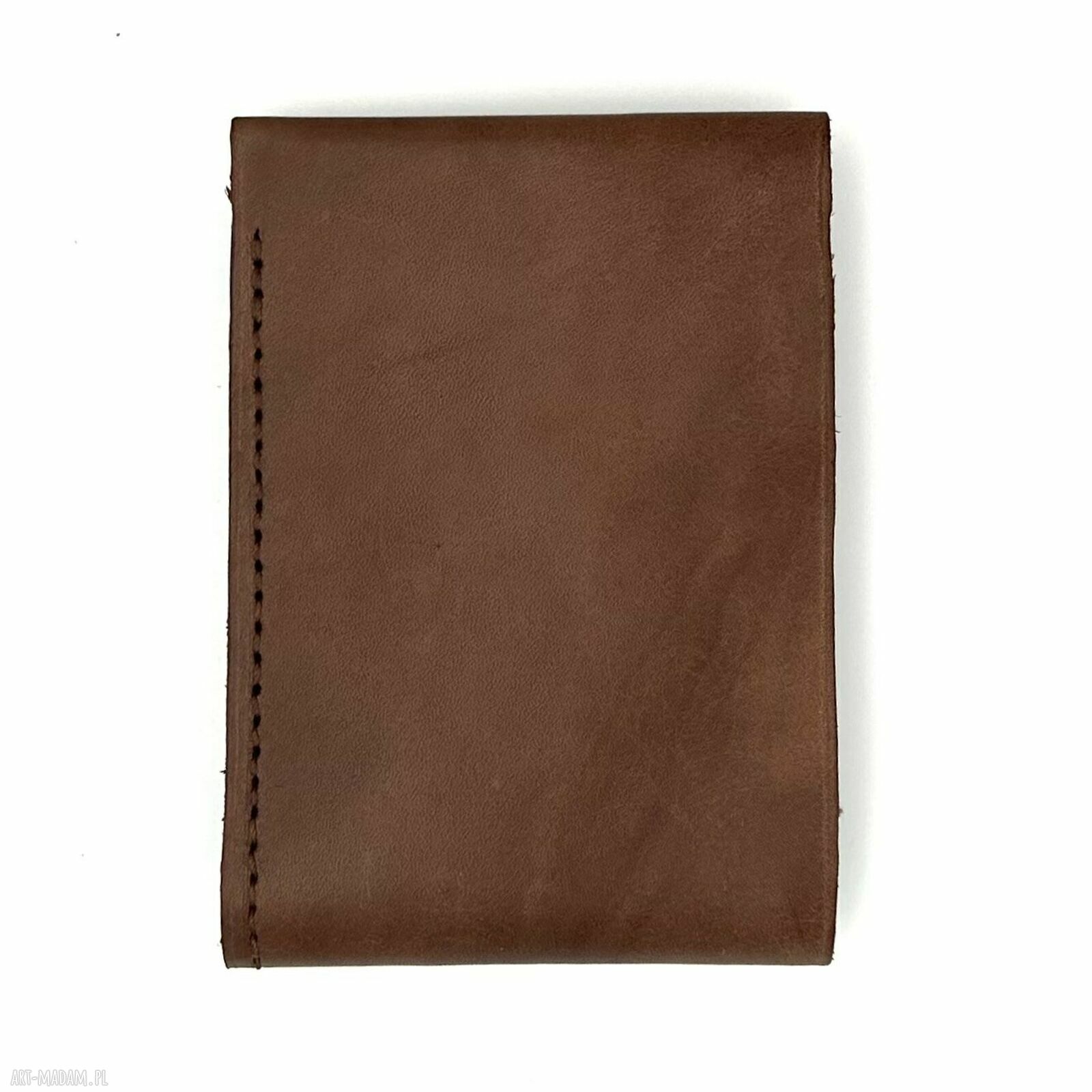portfele: Ciemno brązowy portfel skórzany na karty. Handmade