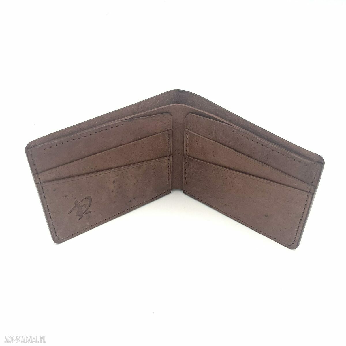 Ciemno brązowy portfel skórzany ręcznie uszyty skóry karty męski