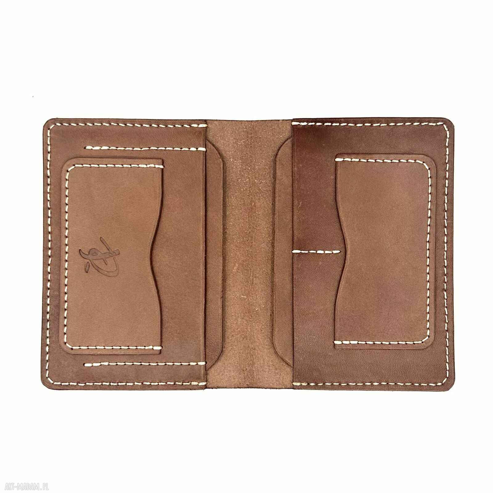 Ciemno brązowy portfel skóry karty ręcznie uszyty skórzany męski