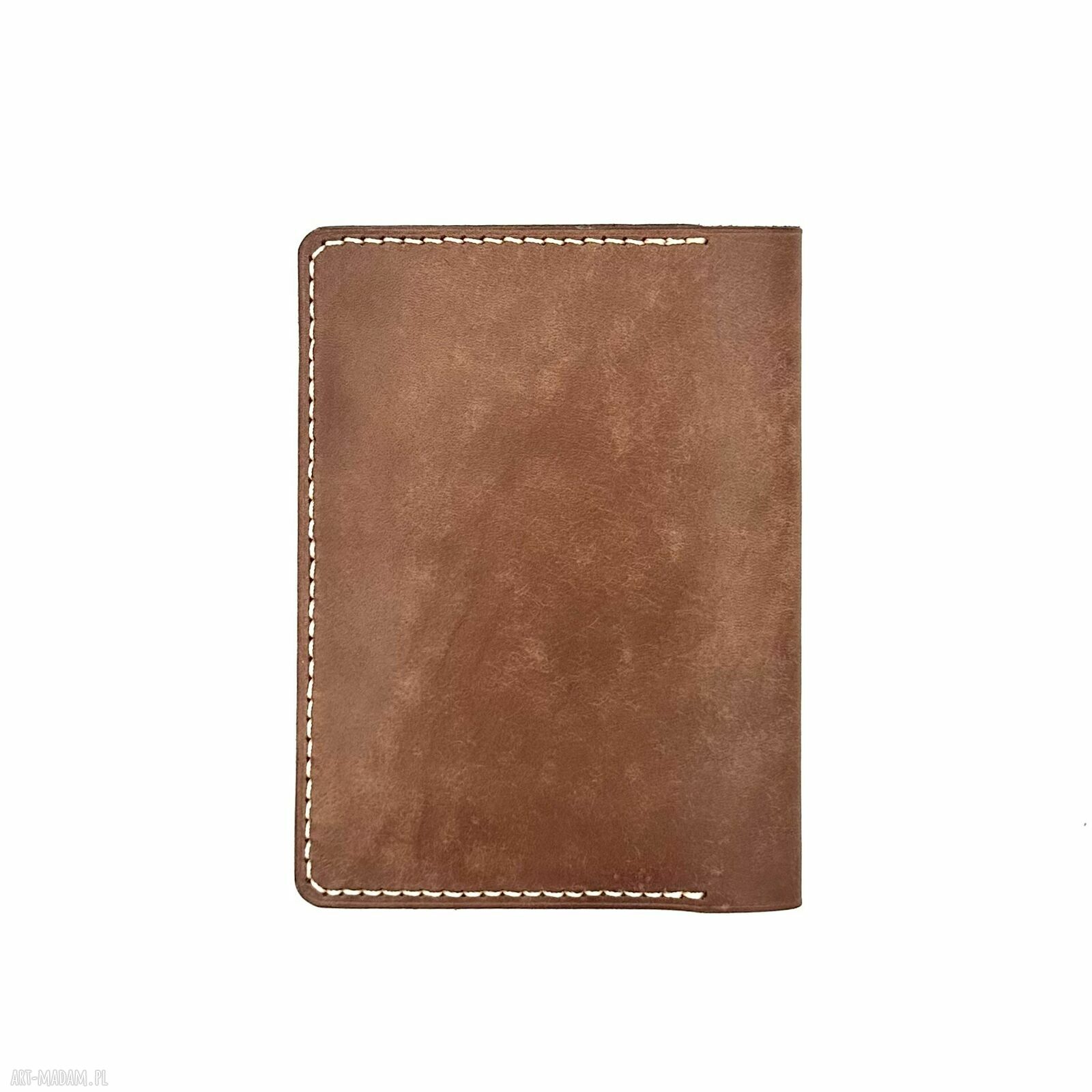 portfele: Ciemno brązowy portfel ze skóry na karty ręcznie uszyty. hand made