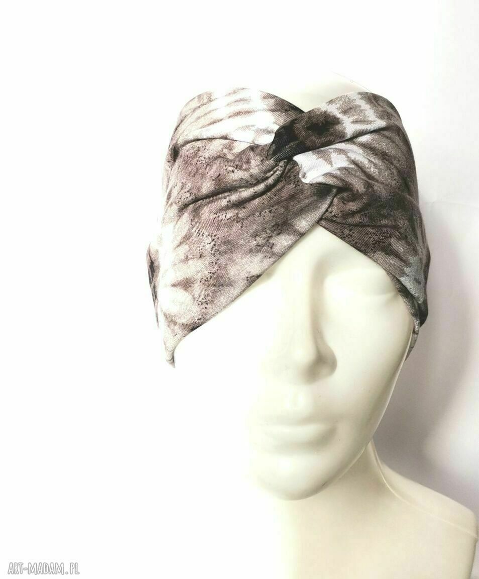 Opaska turbanowa cieniowana w beżowych odcieniach - boho i etno