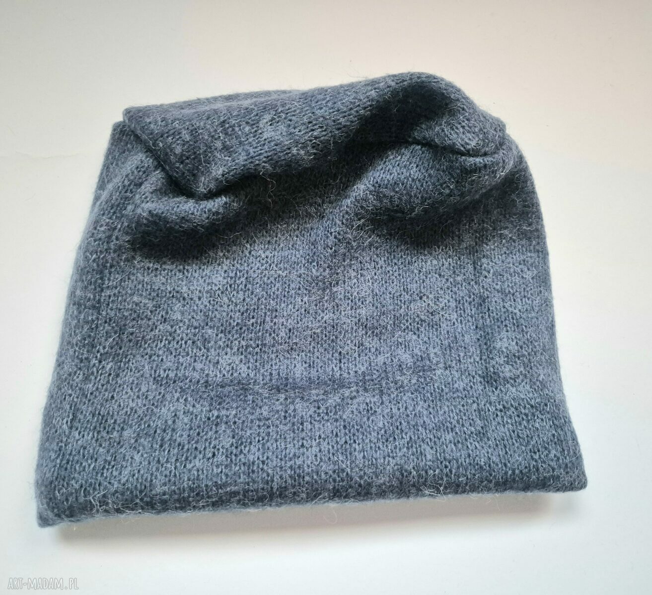 Ciepła niebieska czapka wełniana unisex Smerfetka na podszewce - rozmiar uniwersalny