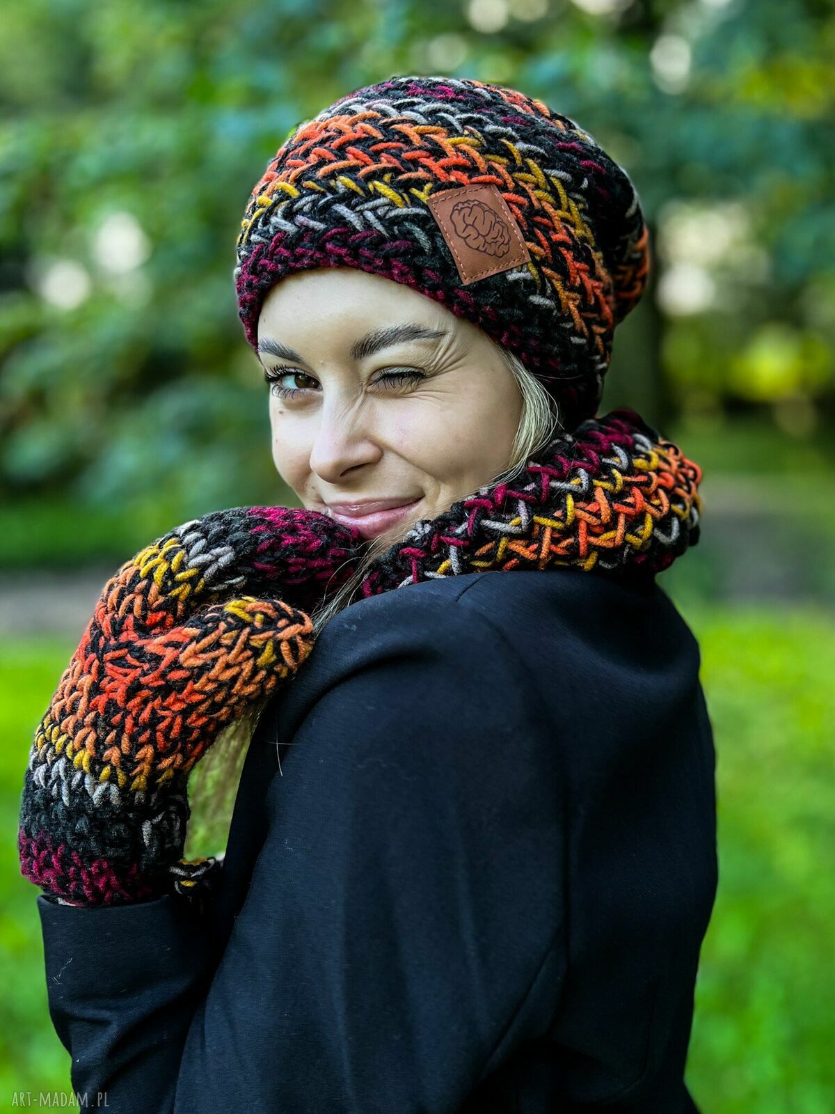 Ciepła czapka MERINO 50% "Ciemna jesień" EXPLORER