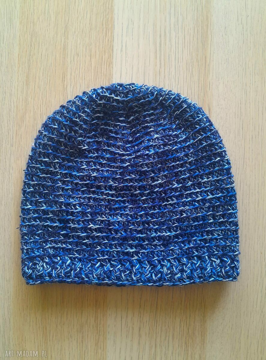 Ciepła czapka z merino handmade "Malowane nitki" na zimę