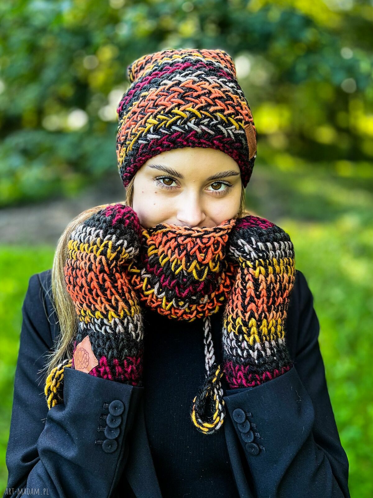 Ciepła czapka MERINO 50% "Ciemna jesień" EXPLORER