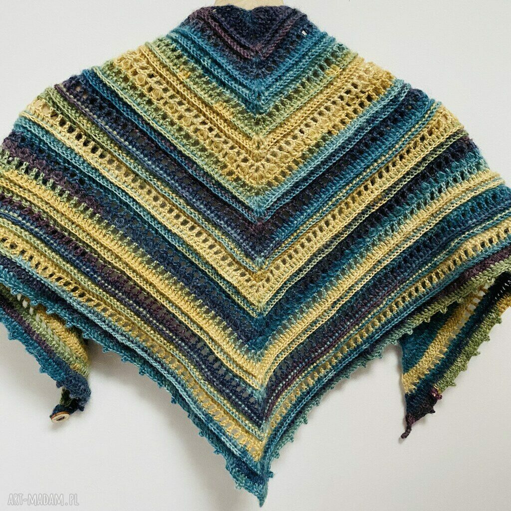 Kolorowa zapinana apaszka z wełną merino - handmade