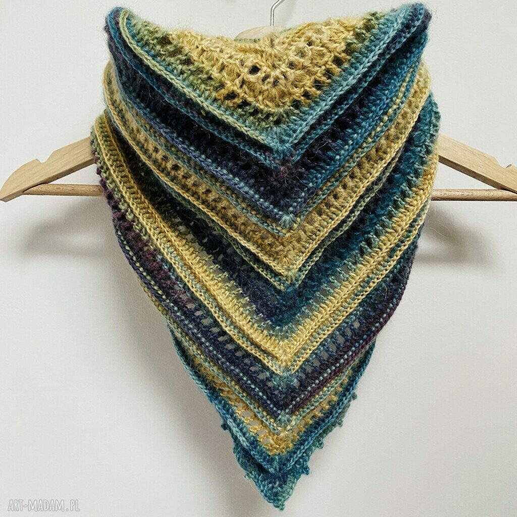 Kolorowa zapinana apaszka z wełną merino - handmade