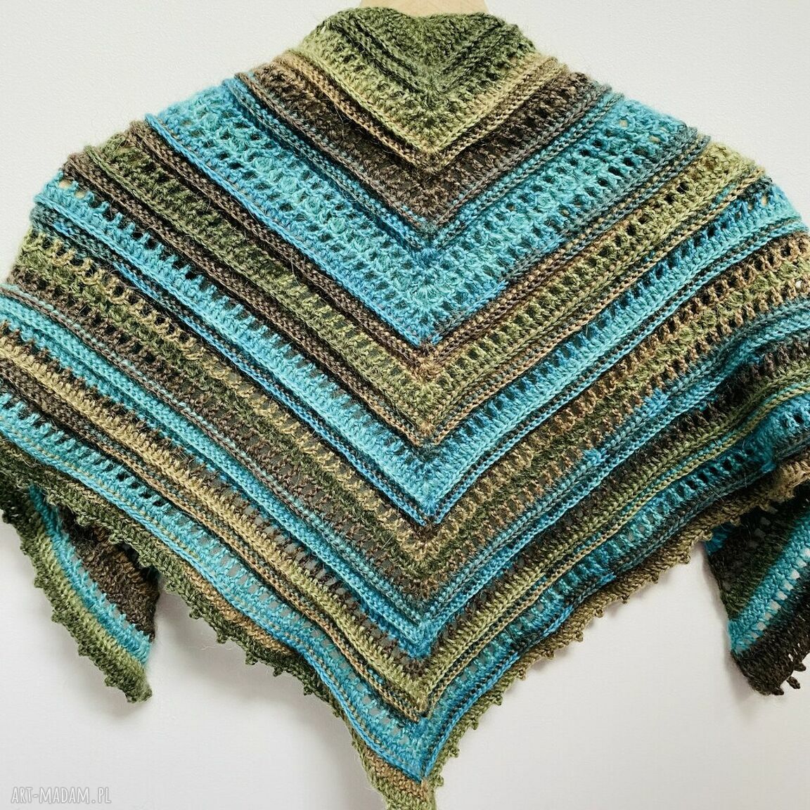Ciepła zapinana apaszka z wełną merino - kolorowa chusta handmade