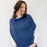 eleganckie poncho basic jasnogranatowe ponczo z dzianiny