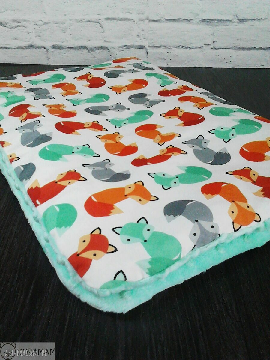 Cieplutki komplet z Minky w liski, 75x100