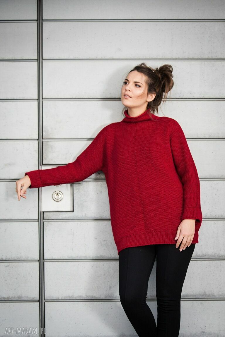Ciepły, ciemnoczerwony sweter