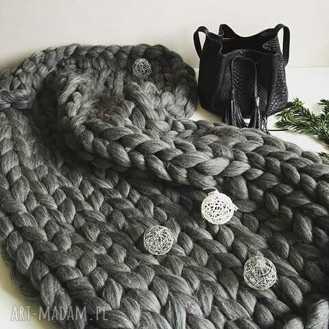 Ciepły pled z wełny owczej - chunkyblanket 130x90 cm