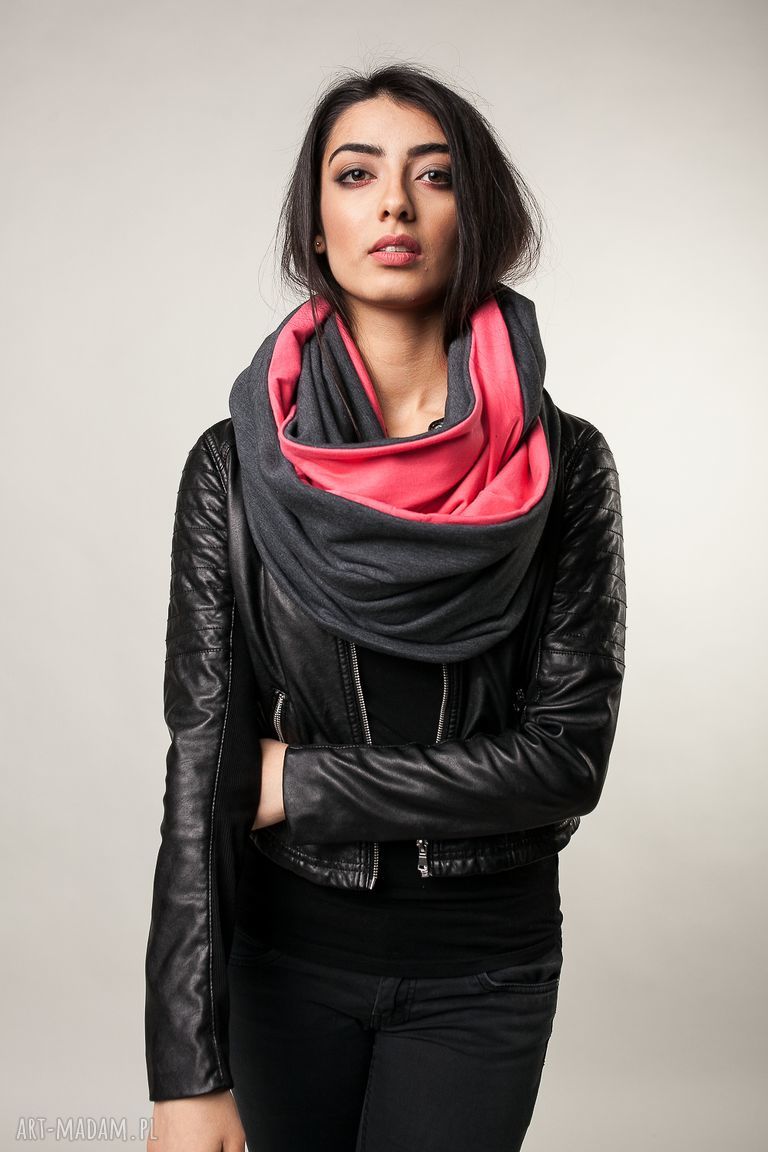 kominy: komin xxl dwustronny grafit koral ręcznie wykonane