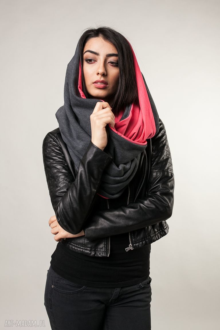 kominy: komin xxl dwustronny grafit koral ręcznie wykonane