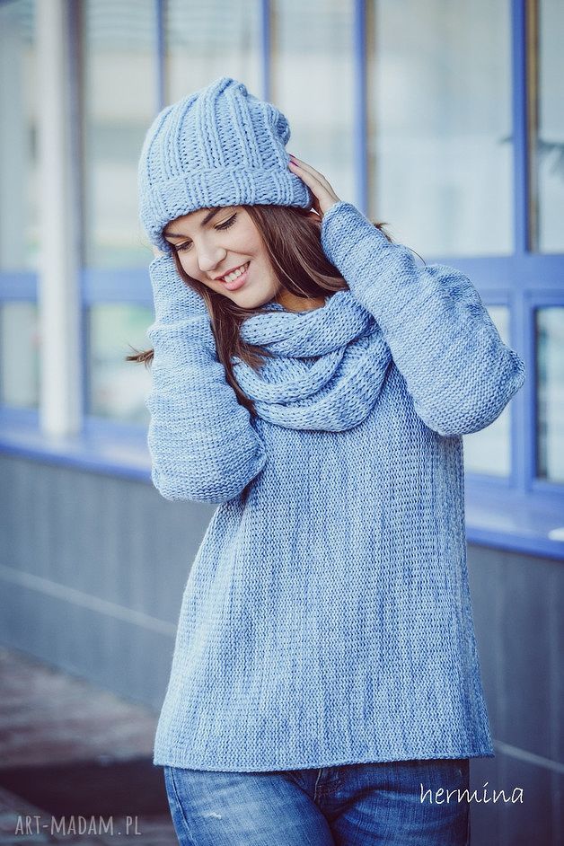 Ciepły melanżowy sweter z kominem - ArtHermina