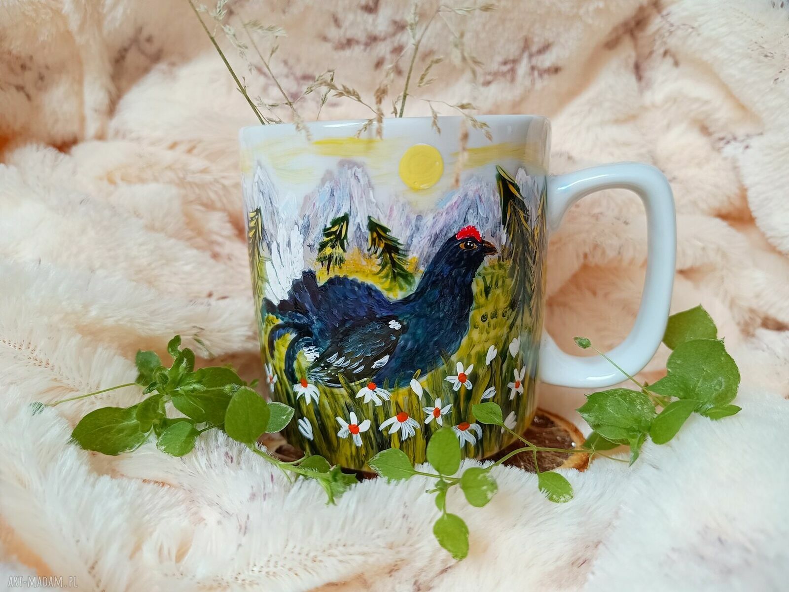 Cietrzew miłośnicy gór - ręcznie malowany kubek porcelanowy 270 ml