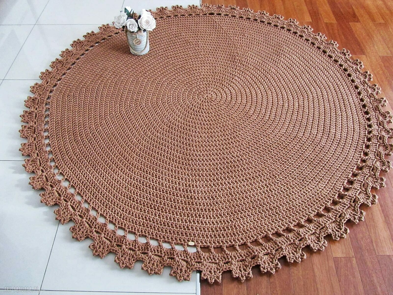 Dywan Circle 120 cm ze sznurka bawełnianego - okrągły handmade do salonu i sypialni