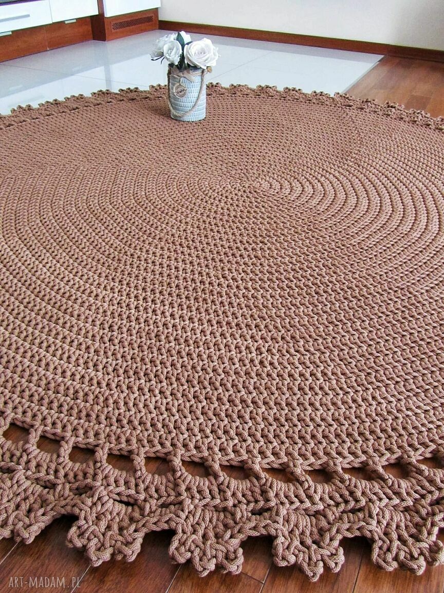 Dywan Circle 120 cm ze sznurka bawełnianego - okrągły handmade do salonu i sypialni