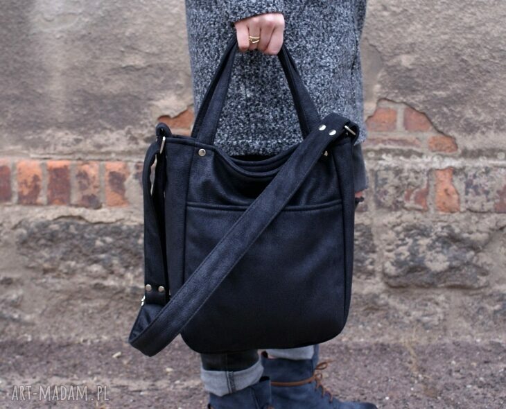 Miniks vegan czerń nubuk faktura torba torebka casual minimal