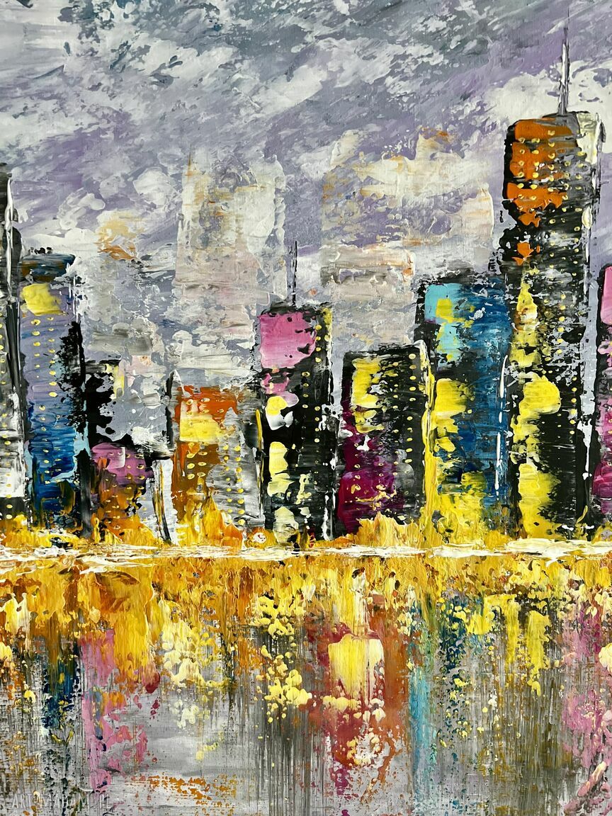 City of Lights - obraz Nowy Jork 50x70 w stylu boho, akryl - gotowy do zawieszenia bez ramy