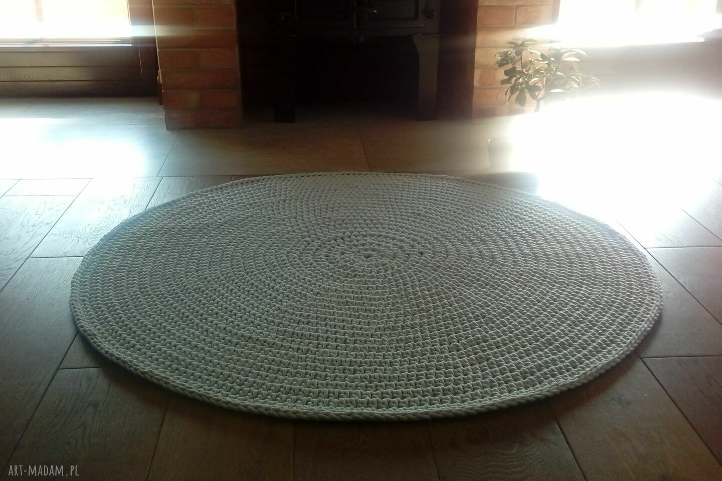 Dywan Classic 120 cm - jasnoszary dywan z bawełnianego sznurka