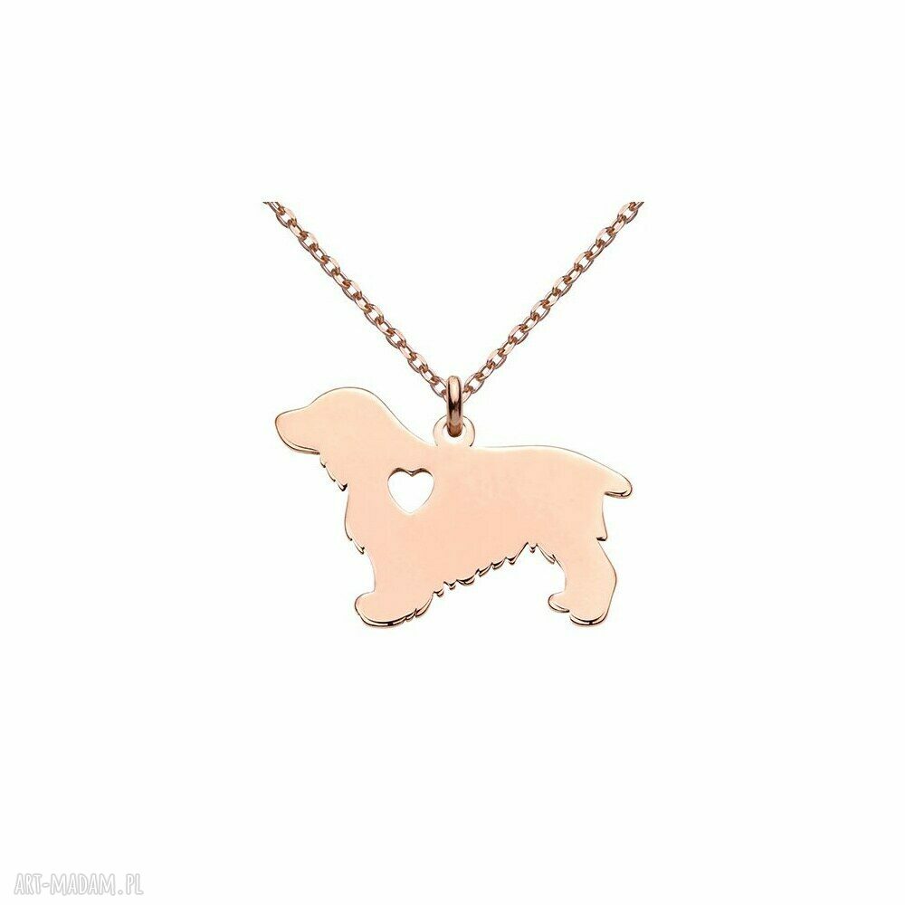 naszyjniki: Naszyjnik z różowego złota z psem rasy cocker spaniel ręcznie robione