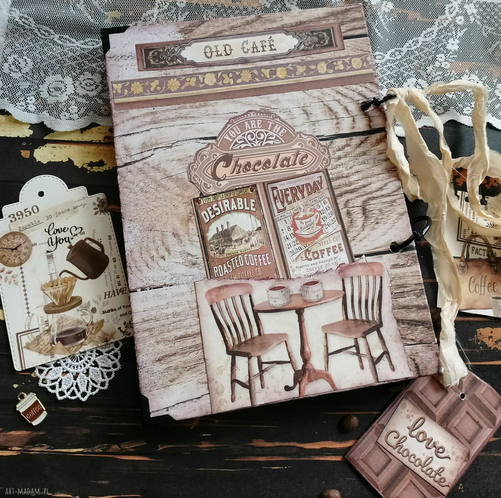 Coffee bar - retro notatnik A5 z filiżanką kawy (pamiętnik na 100 kartek)