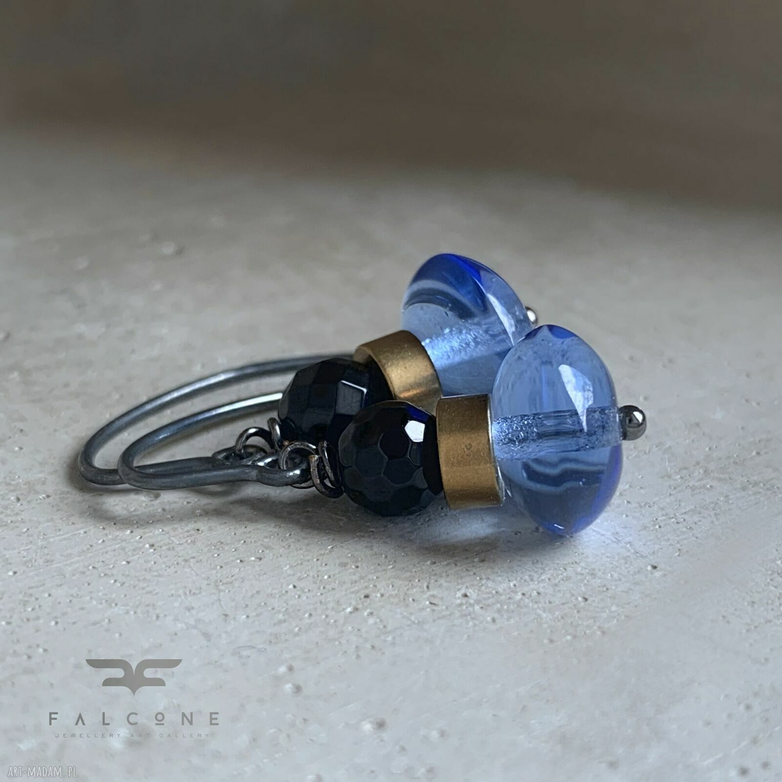 Kolczyki Cold Blue & Onyx Black - czarny onyks i chłodny błękit w nowoczesnej formie