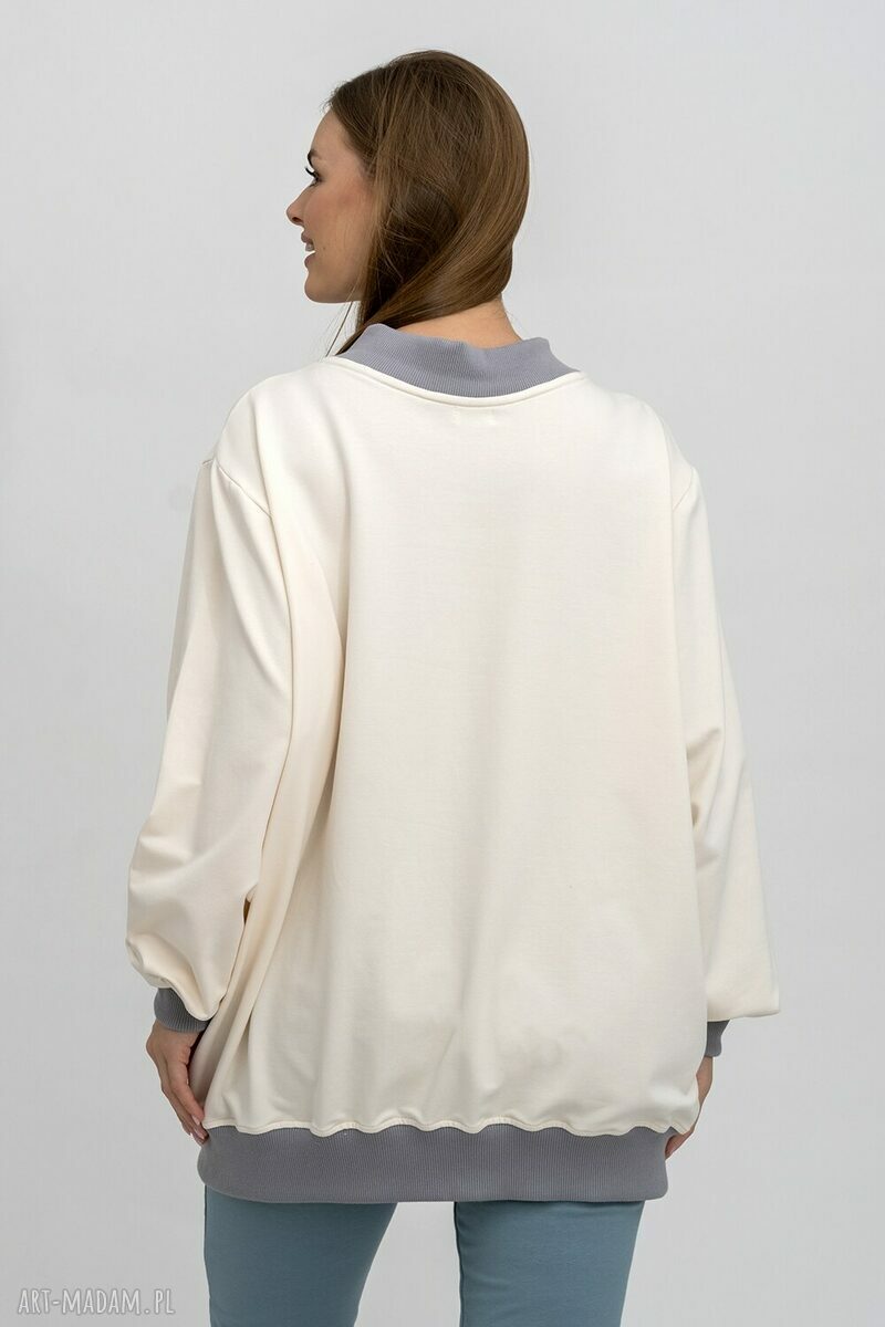 Bluza Comfort Wanilia OVERSIZE do dekoltu w serek