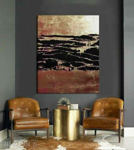 Copper Treasure - złoty obraz strukturalny z metaliczną fakturą do salonu 100x150 cm