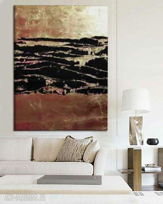 Copper Treasure - złoty obraz strukturalny z metaliczną fakturą do salonu 100x150 cm