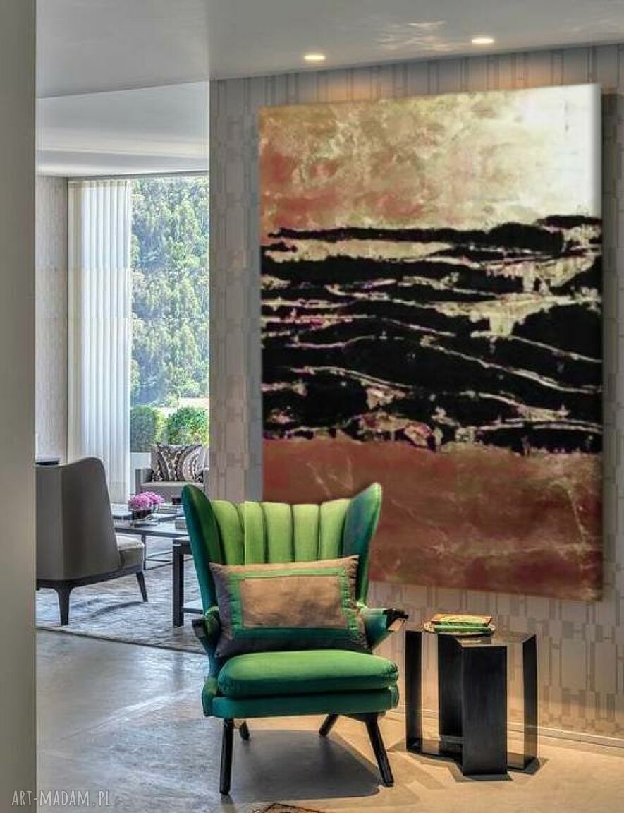 Copper Treasure - złoty obraz strukturalny z metaliczną fakturą do salonu 100x150 cm