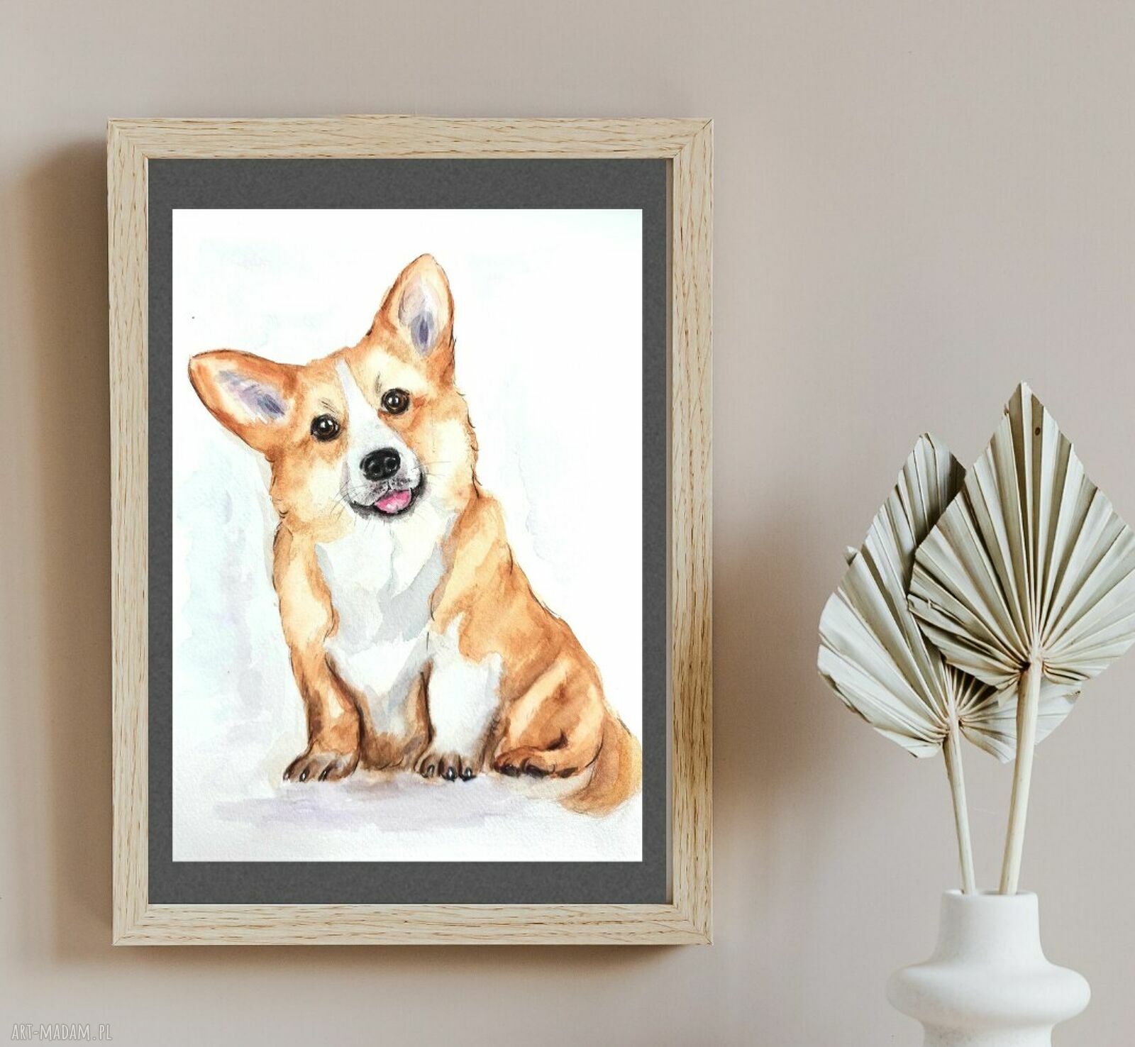 Corgi w akwarelach - obraz dla miłośniczek psów