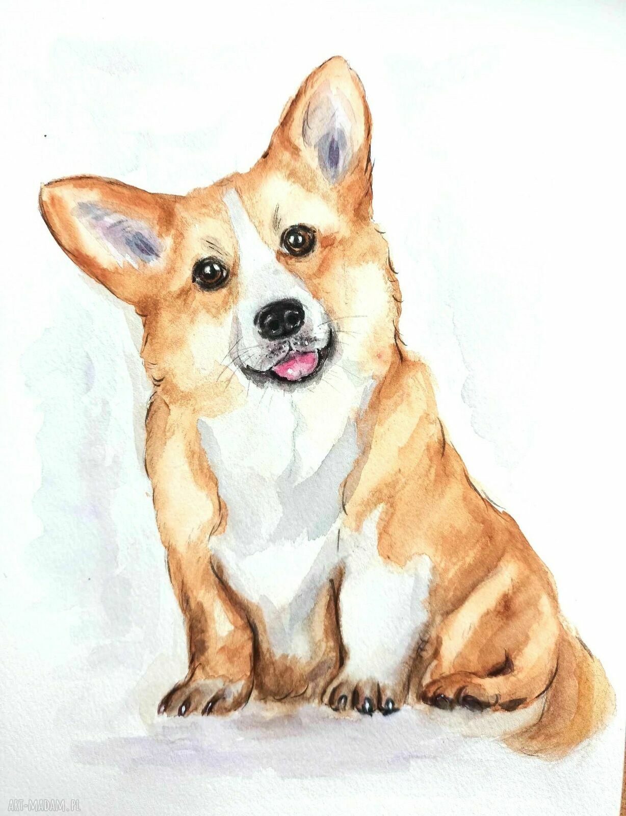 Corgi w akwarelach - obraz dla miłośniczek psów
