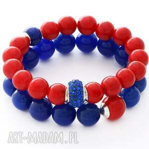 cornflower & red jade with beads